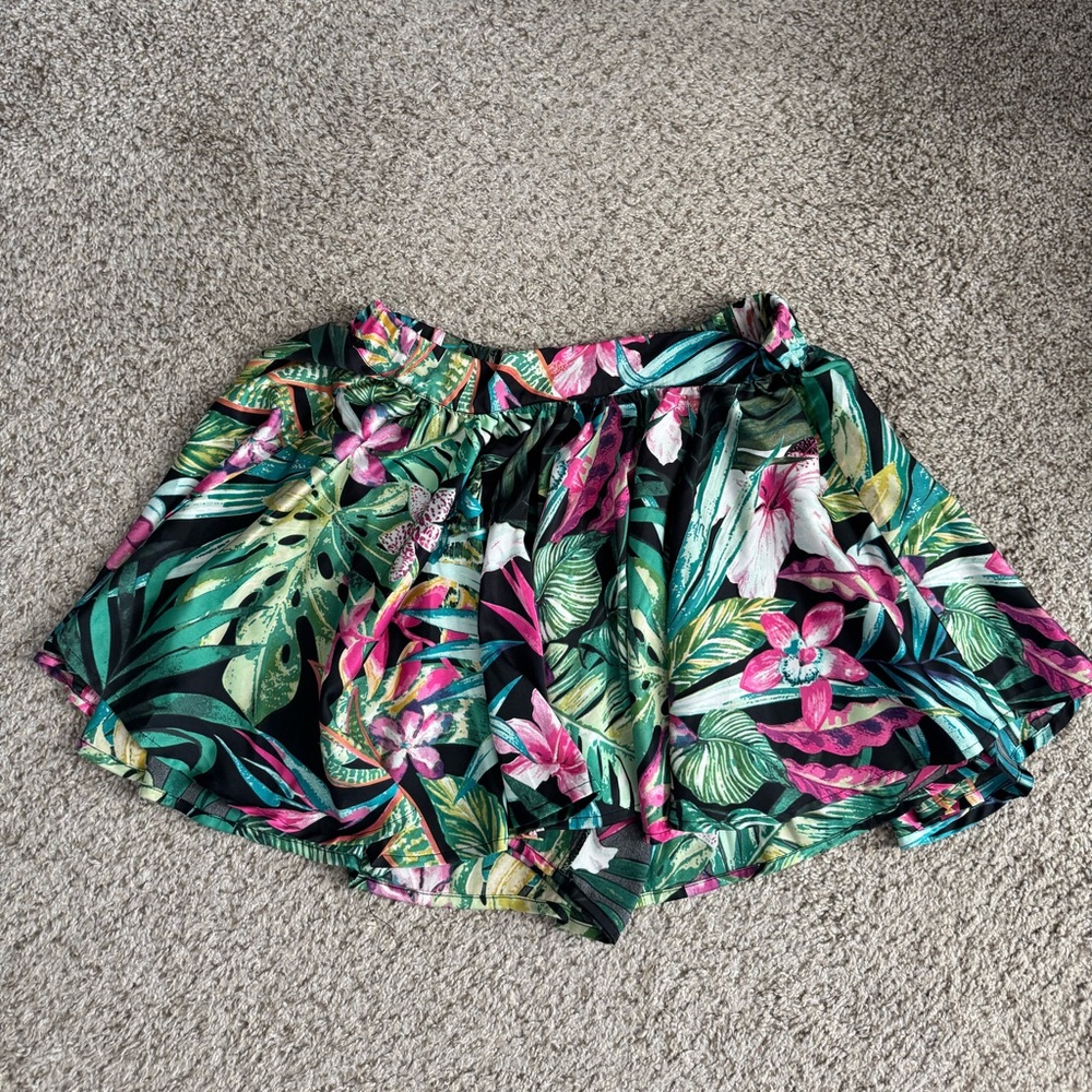 AKIRA Green and Pink Floral Skirt